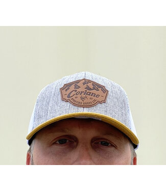Corlane Branded Corlane Mesh Snapback Hat Gold/Grey/Leather Mountain Peaks