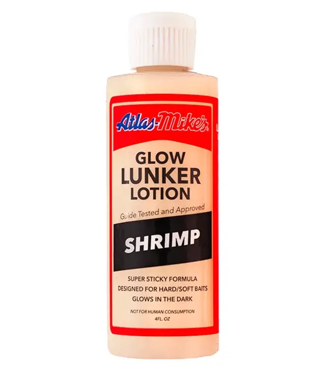 Atlas Mike's  Glow Lunker Lotion Shrimp 4oz Bottle
