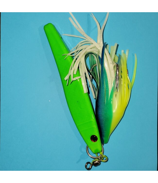 Nates Weights Halibut-Lingcod Glow Jig with skirt