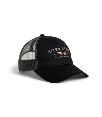 Sitka Badge Wordmark Lo Pro Trucker OSFA - Black