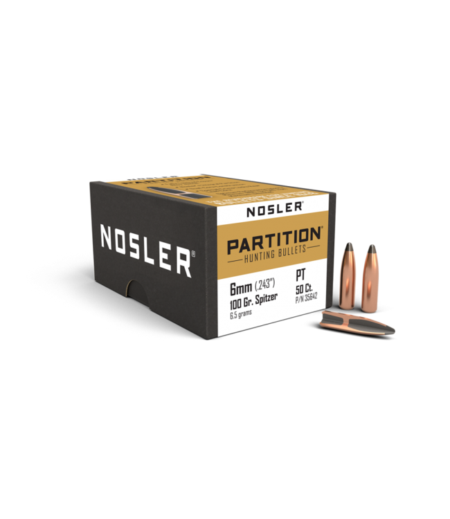 Nosler Partition Bullets 6mm .243" 100 gr SPT 50/ct