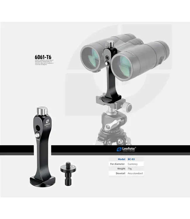 Leofoto BC-03  Binocular Stud Adapter with Arca Mount