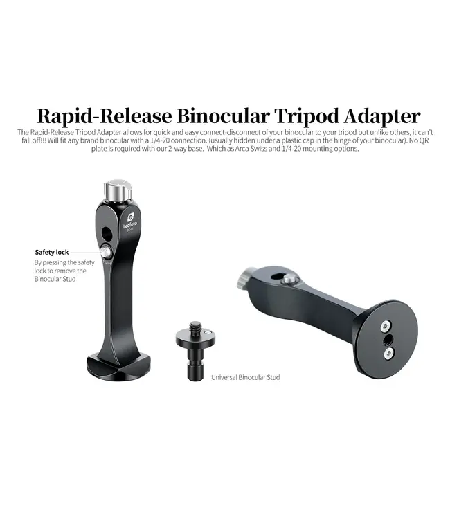 Leofoto BC-03  Binocular Stud Adapter with Arca Mount