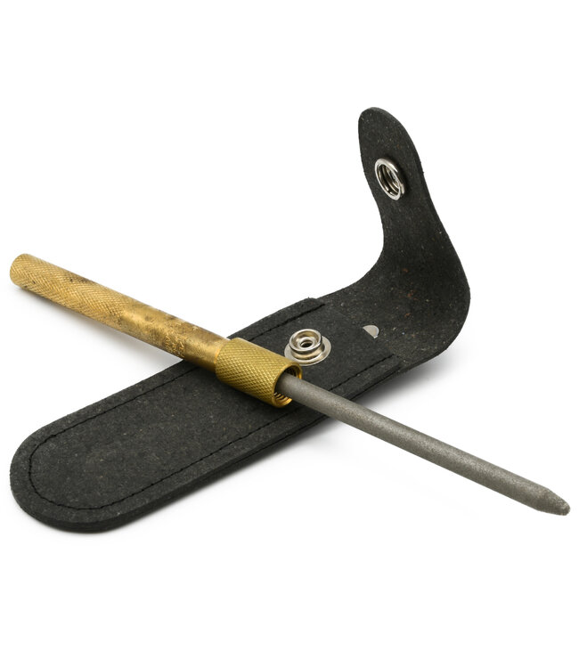 EZE-LAP M 1/4-Inch Round Diamond Sharpener with Brass Handle and Sheath