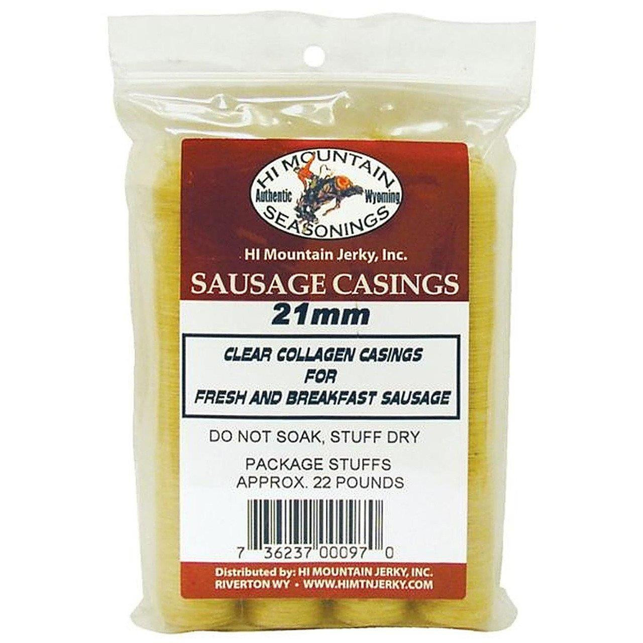 Hi Mountain 24mm Hot Dog Casings | Edible Collagen Sausage Casings | Makes 30 Lbs Of Sausage Links