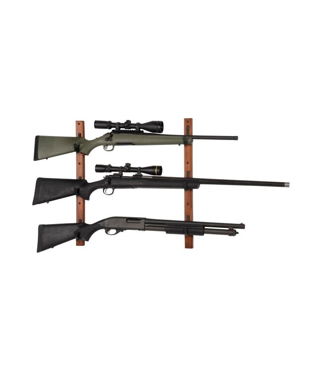 Allen Gun Collector 3 Place Gun Rack Wood w/Metal Hooks