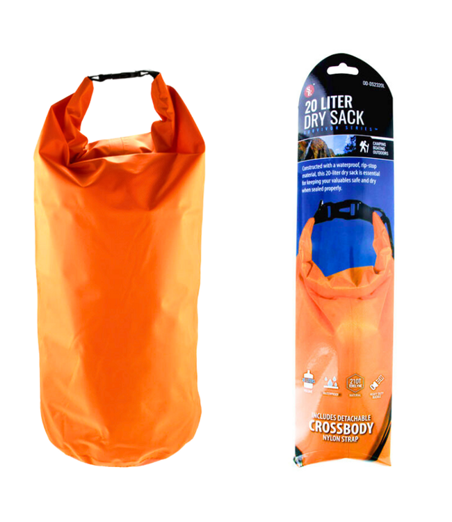 SE 20L. Waterproof Dry Sack w. det. Crossbody Strap ORANGE