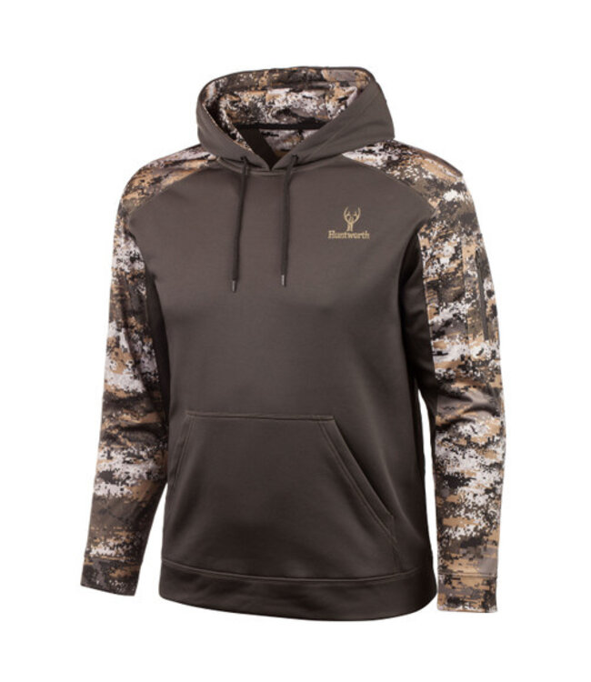 Huntworth Mens Performance Fleece Hoodie Charcoal Grey/Disruption Camo