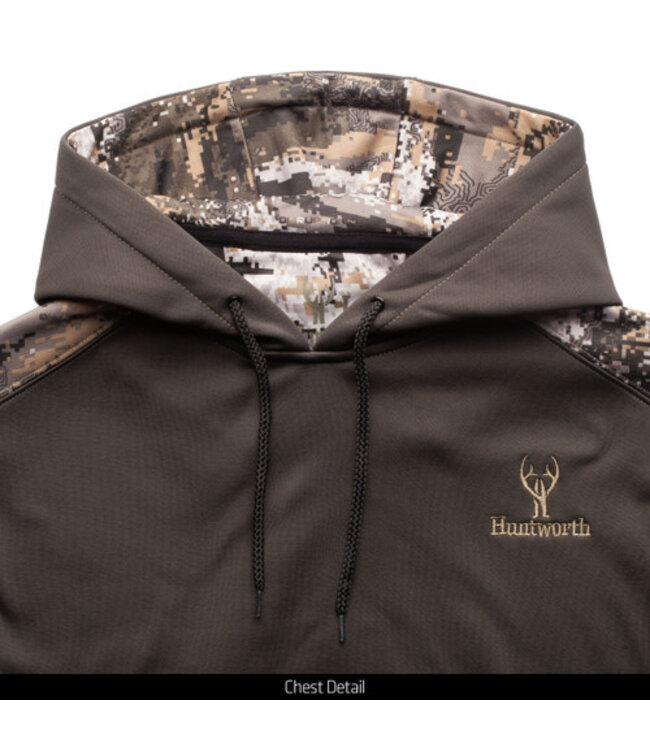 Huntworth Mens Performance Fleece Hoodie Charcoal Grey/Disruption Camo