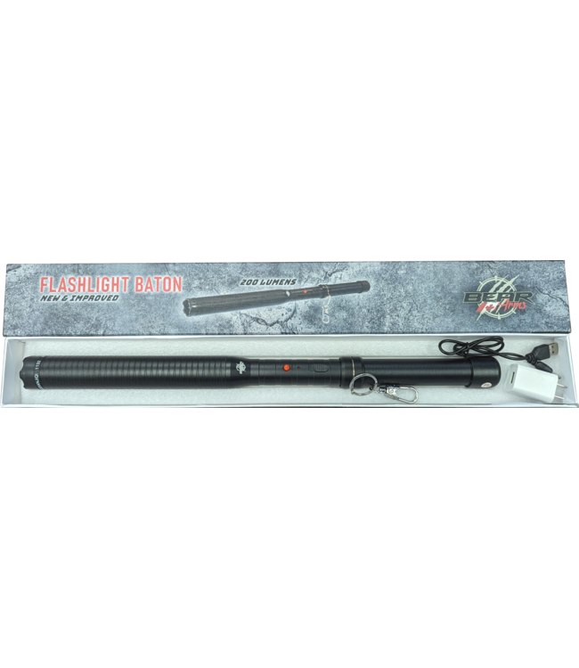Bear Arms Stun Baton w. flashlight & Charger (output 1000KV)