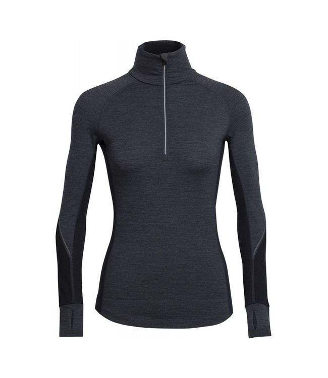Icebreaker Merino Clothing Inc Icebreaker Womens Winter Zone Long Sleeve Half Zip Jet Heather