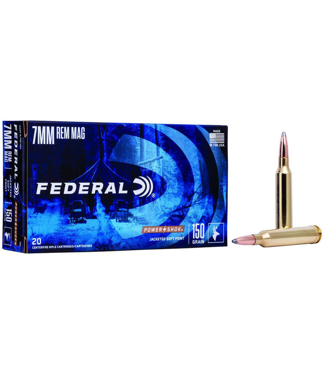 Federal Power-Shok Ammunition 7mm Rem Mag  150gr SP