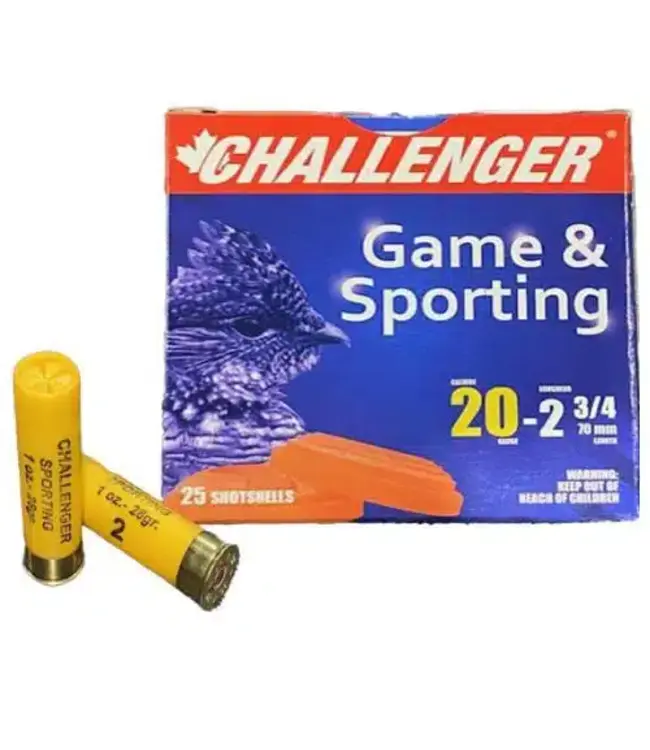 Challenger 20GA 2 3/4 #2 LEAD 1oz 25 rounds Hi-Brass