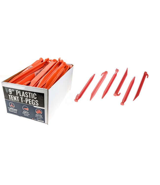 SE 9" Orange ABS Plastic Tent T-Pegs