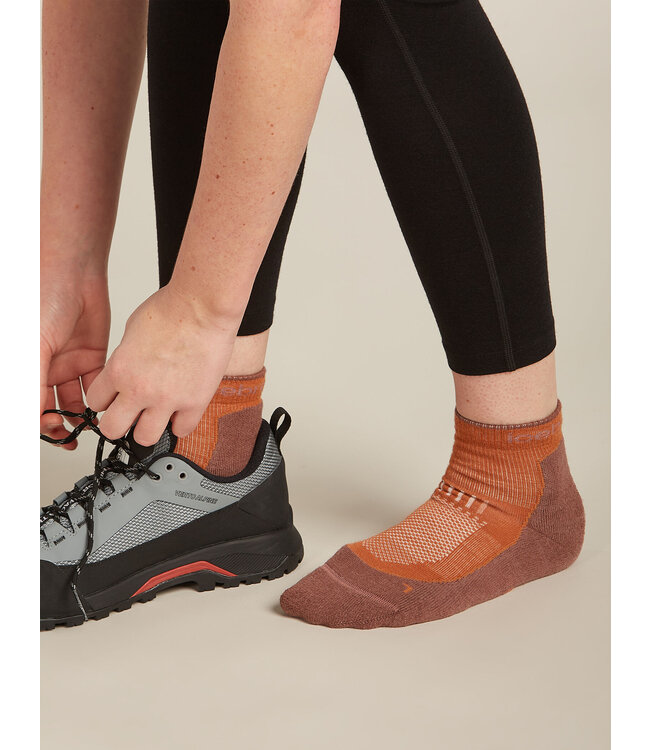 Icebreaker Merino Clothing Inc ICEBREAKER WOMENS ANATOMICA HIKE MINI LIGHT CUSHION LODEN/BLIZZARD HTHER/SNOW SM