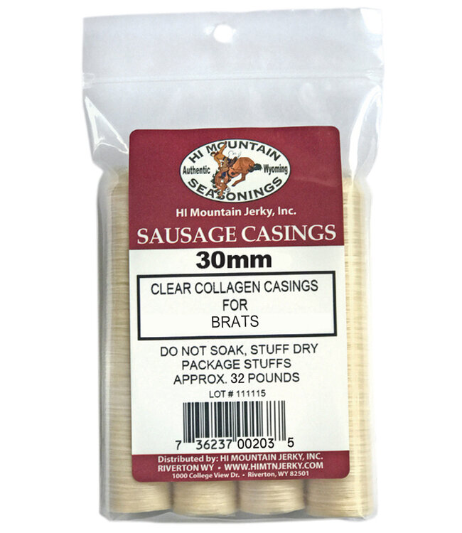 Hi Mountain Seasonings Hi Mountains Sausage Casings for Brats 30mm Clear
