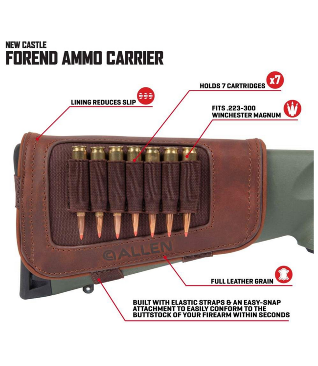 Allen New Castle Buttstock Cartridge Carrier Full Grain Leather Brown