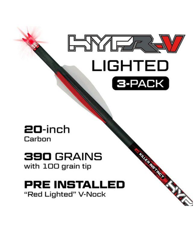 Lighted Hypr-V 20in  Crossbow Bolts 3pk