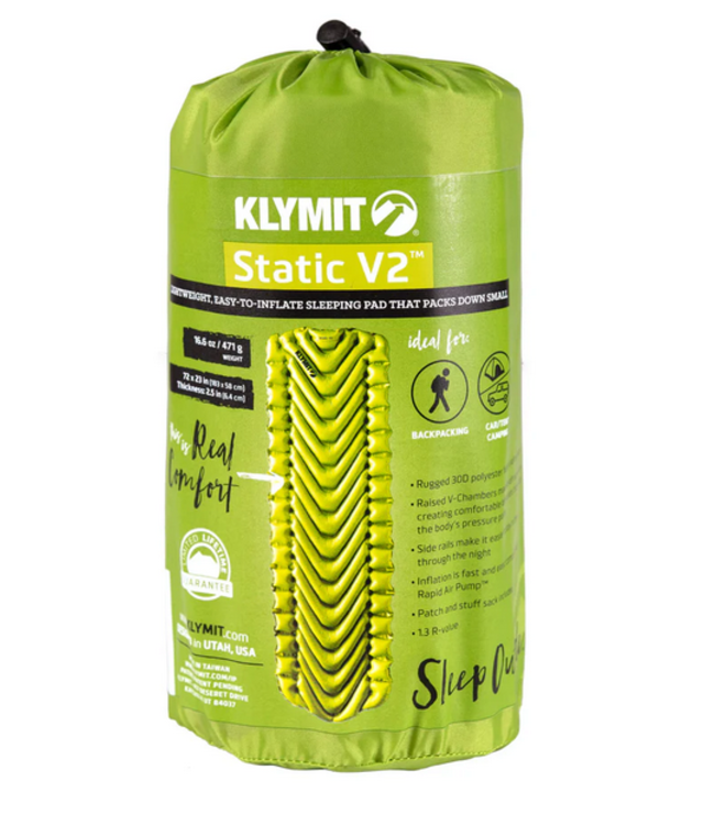Static V2  Sleeping Pad Green 16.6oz 72x23x2.5in