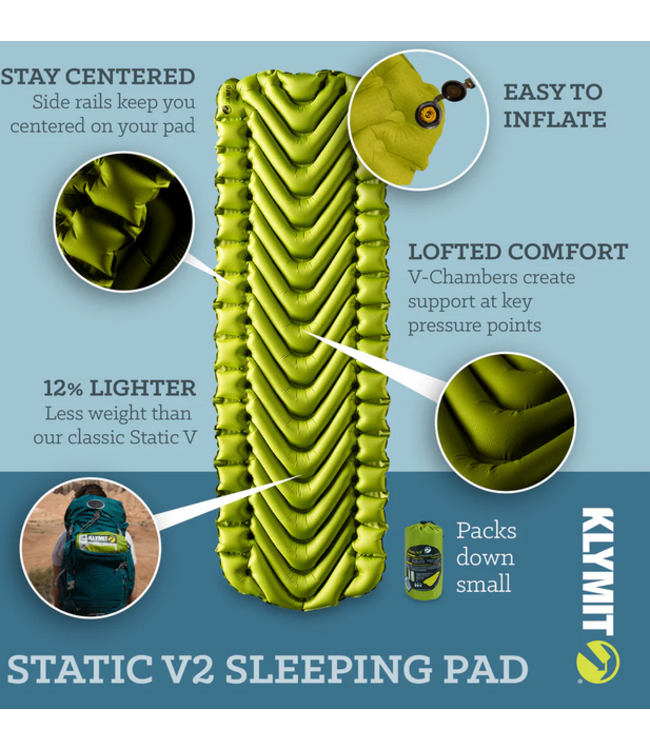 Static V2  Sleeping Pad Green 16.6oz 72x23x2.5in