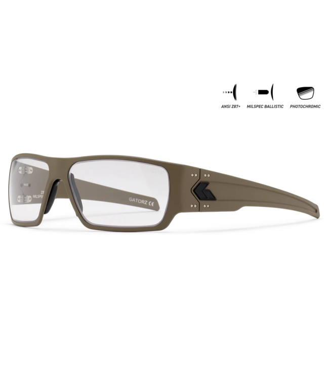 Gatorz Specter Sunglasses Tan Cerakote MILSPEC Ballistic Smoke w/ Anti-Fog Black Logo Tan