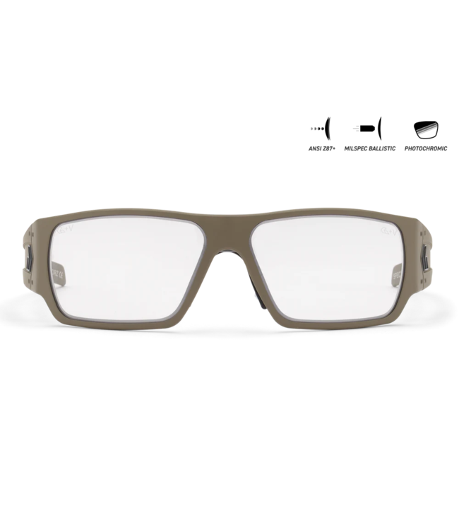 Gatorz Specter Sunglasses Tan Cerakote MILSPEC Ballistic Smoke w/ Anti-Fog Black Logo Tan
