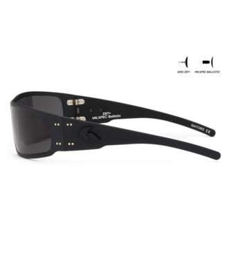 Gatorz Magnum Eyewear: Black Frame w/Black Logo, Smoke w/Anti-Fog Ballistics Lens