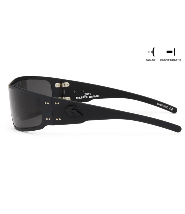 Gatorz Magnum Eyewear: Black Frame w/Black Logo, Smoke w/Anti-Fog Ballistics Lens