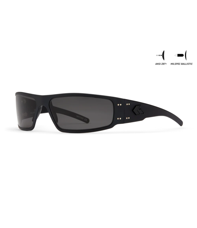 Gatorz Magnum Eyewear: Black Frame w/Black Logo, Smoke w/Anti-Fog Ballistics Lens