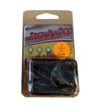 Jig-a-Jo JIG-A-JO 4" CURLY TAIL 10pc SMOKED PEPPER