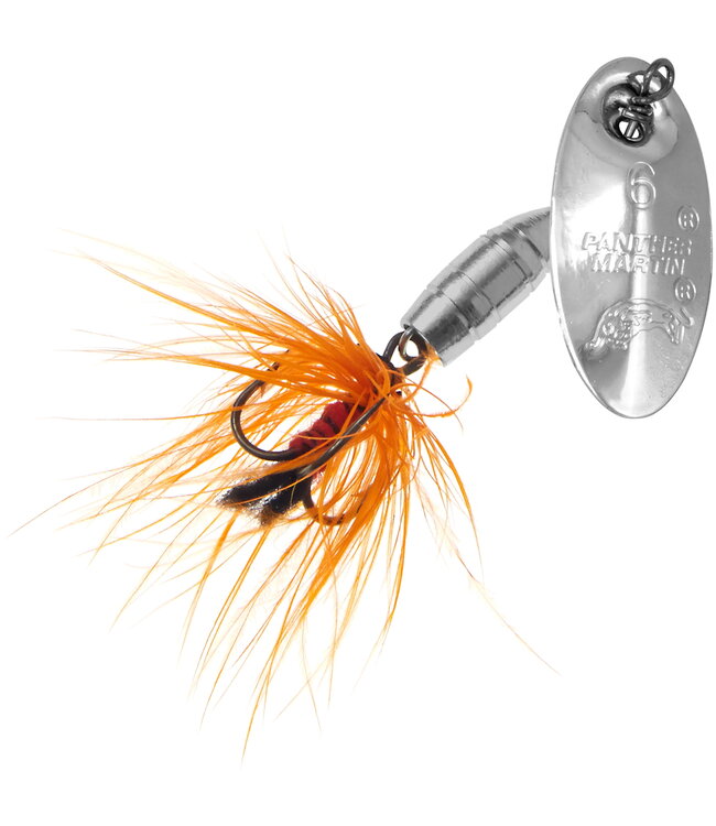 PANTHER MARTIN 6PMF SPINNER SILVER W ORANGE FLY