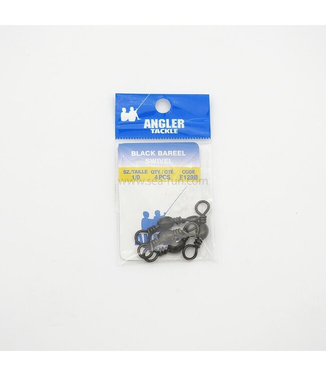 Angler F129B-1/0 Black Barrel Swivel#1/0, 4/pk