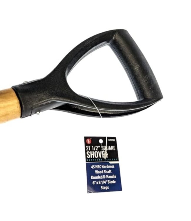 SE Knurled D-Handle Steel Shovel with Wood Handle