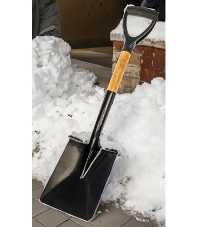 SE Knurled D-Handle Steel Shovel with Wood Handle