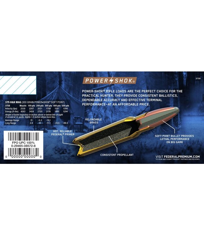 Power-Shok 375 H&H Mag 300gr SP
