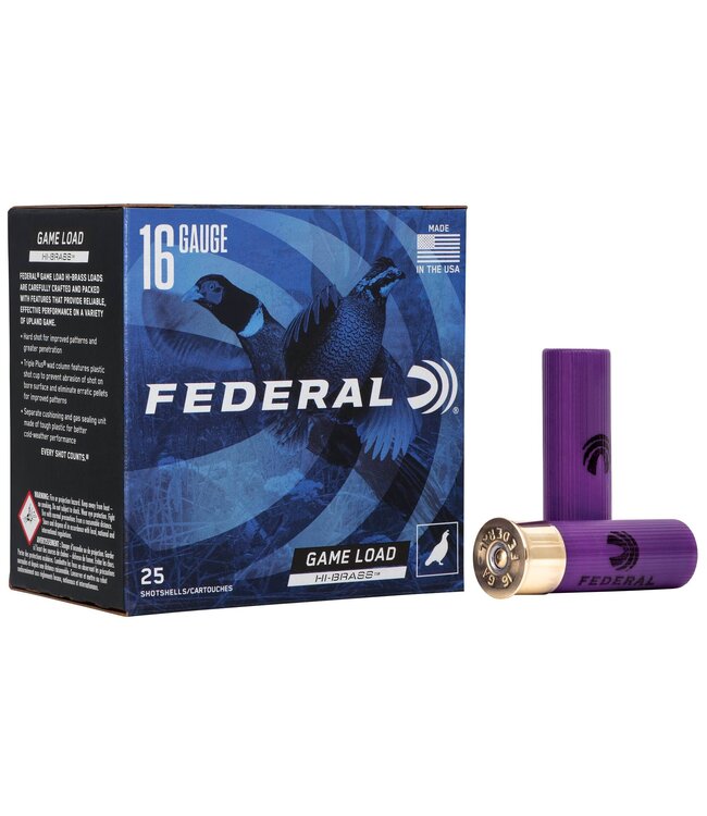 H163-6 Game-Shok Upland - Hi-Brass Shotshell 16GA 2-3/4 in 25/box