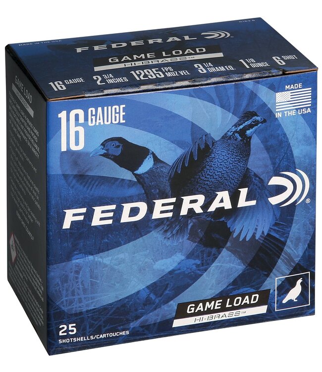 H163-6 Game-Shok Upland - Hi-Brass Shotshell 16GA 2-3/4 in 25/box