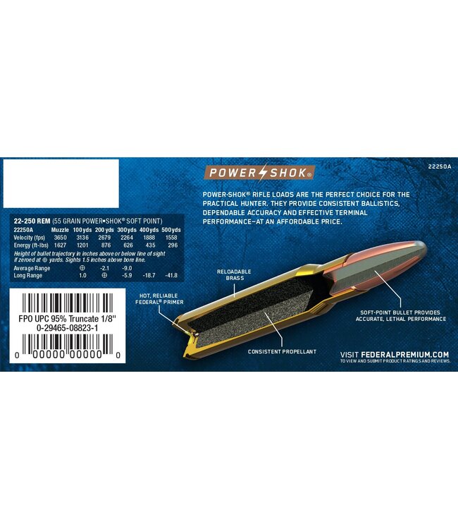 22-250 Power-Shok 55gr Soft Point