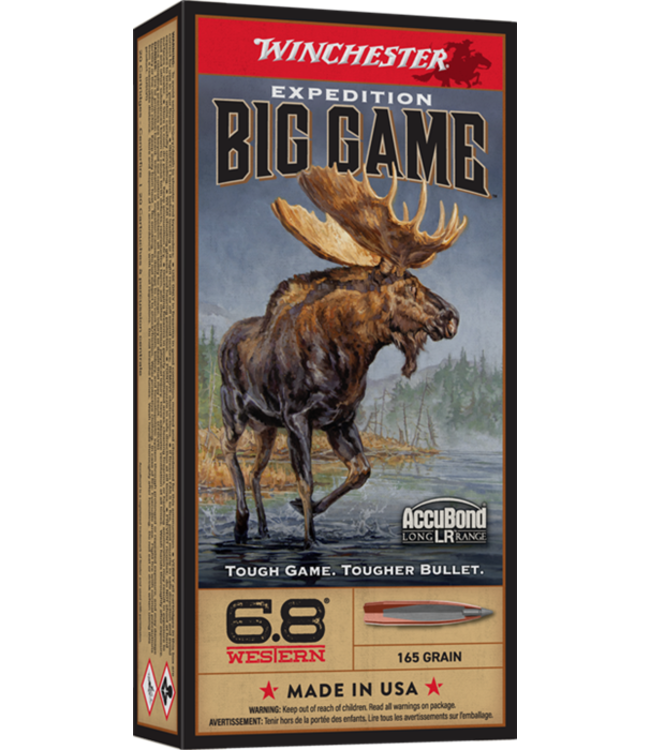 Winchester CF Ammo 6.8 Western 165gr Expedition Big Game Long Range 20 Rnds