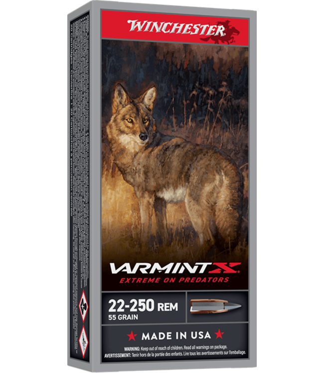 Winchester Varmint X Rifle Ammunition 22-250 Rem 55gr Poly Tip