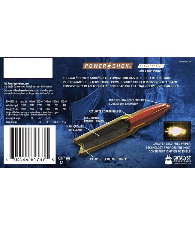 Ammo 30-06 SPRG 150gr Power Shok Copper 20 Rnds