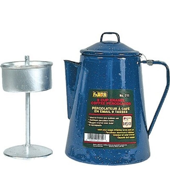 9 Cup Blue Enamel Camping Coffee Pot
