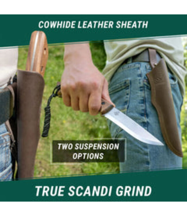 Beavercraft Dune Carbon Steel Bushcraft Knife Walnut w/Sheath