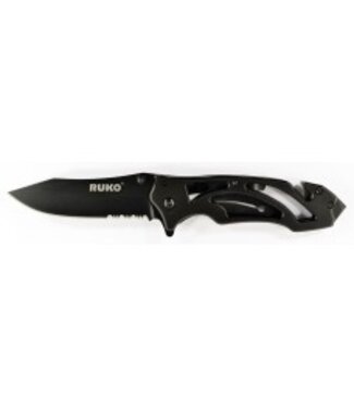 Locking Liner Rescue Folding Knife 3-3/8" Black Titanium Coated