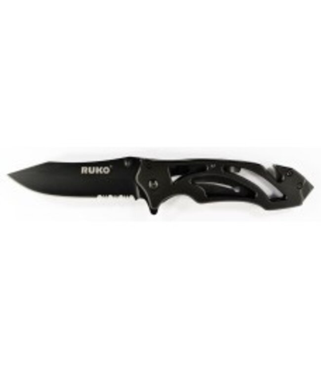 Locking Liner Rescue Folding Knife 3-3/8" Black Titanium Coated