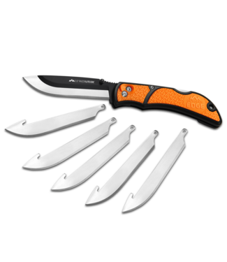 Outdoor Edge Razor HTX 3.5in Folding Hunting Knife 7 Blades Grey/Orange