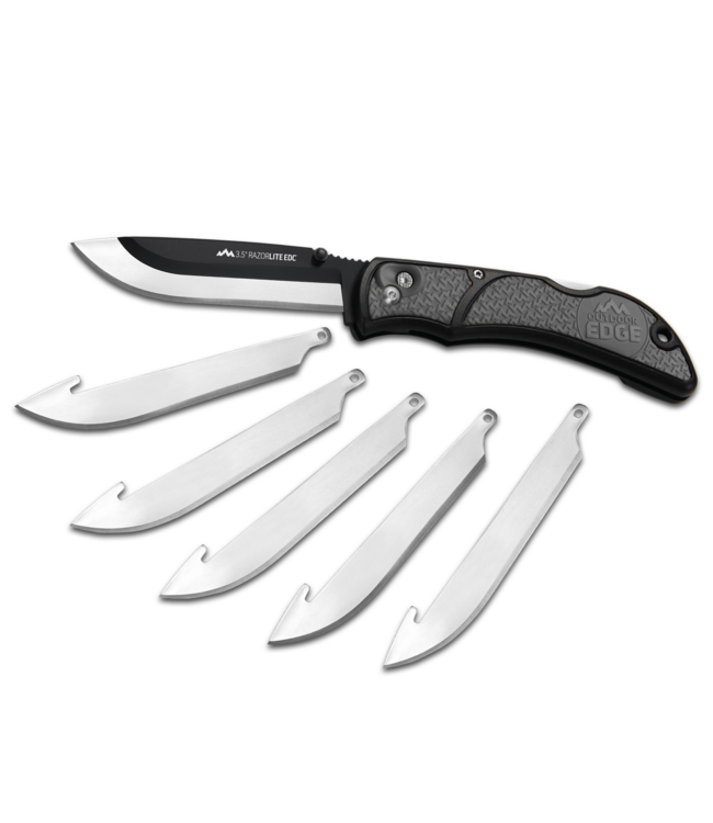 Outdoor Edge Razor HTX 3.5in Folding Hunting Knife 7 Blades Grey/Orange