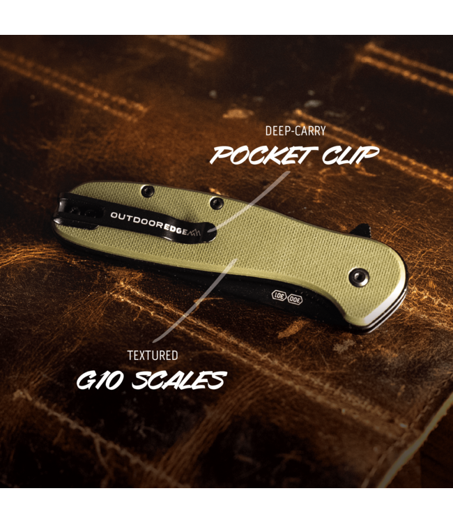 Outdoor Edge RAZOR VX2 Green G10 Blk Drop Point Spring Assist