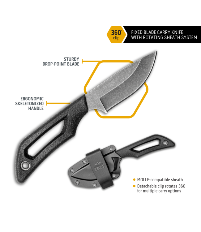 Outdoor Edge Pivot Drop-Point Knife w/sheath Black