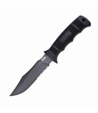 SEAL Pup Fixed Partially Serrated 4.75in Black w/Sheath SEAL Pup Fixed Partially Serrated 4.75in Black w/Sheath